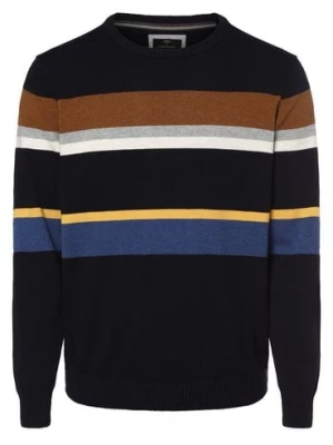 Fynch-Hatton Męski sweter z dzianiny Mężczyźni Bawełna niebieski|brązowy|wielokolorowy w paski,