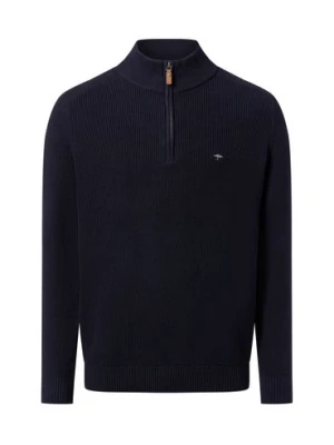 Fynch-Hatton Męski sweter z dzianiny Mężczyźni Bawełna niebieski jednolity,