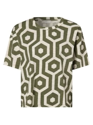 Fynch-Hatton T-shirt damski Kobiety Bawełna beżowy|zielony wzorzysty,