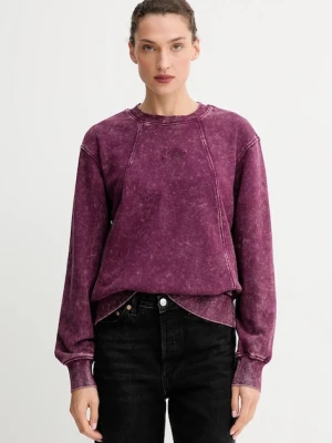 G-Star bluza bawełniana Washed a line script damska kolor bordowy gładka D27173-D969