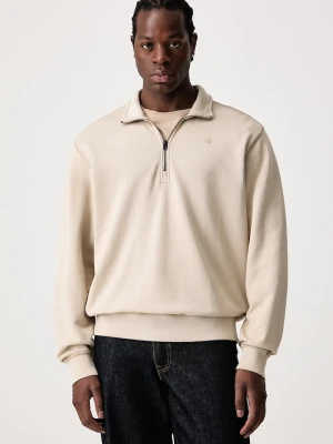 G-Star bluza męska bawełniana Unit washed half zip beżowy
