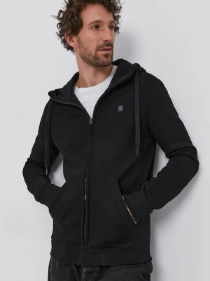 G-Star bluza męska kolor czarny z kapturem gładka
