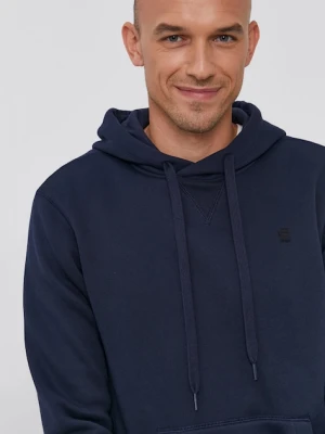 G-Star bluza Premium core męska kolor granatowy z kapturem gładka D16121-C235