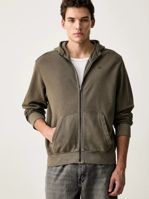 G-Star bluza rozpinana męska bawełniana Unit washed full zip hdd zielony