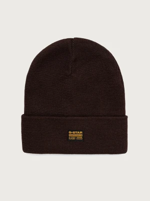 G-Star czapka beanie męska z bawełną Effo brązowy