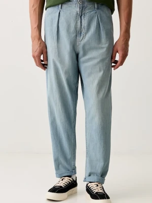 G-Star jeansy relaxed fit męskie Pleated Chino Denim Relaxed Tapered niebieski