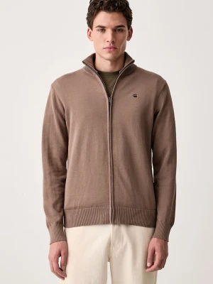 G-Star kardigan męski z bawełną Core refined full zip brązowy