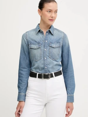 G-Star koszula jeansowa damska kolor niebieski slim z kołnierzykiem klasycznym D27714.D539