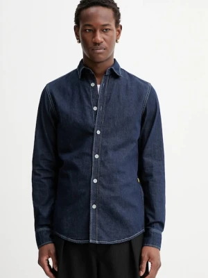 G-Star koszula z domieszką Clean slim męska kolor granatowy slim z kołnierzykiem klasycznym D27681-D306