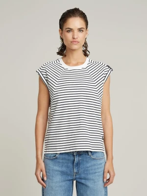 G-Star Koszulka w kolorze biało-granatowym rozmiar: L