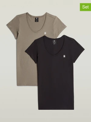 G-Star Koszulki (2 szt.) w kolorze khaki i czarnym rozmiar: M