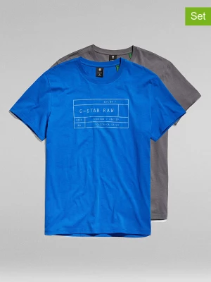 G-Star Koszulki (2 szt.) w kolorze niebiesko-szarym rozmiar: L