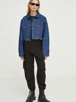 G-Star kurtka jeansowa damska kolor granatowy przejściowa oversize