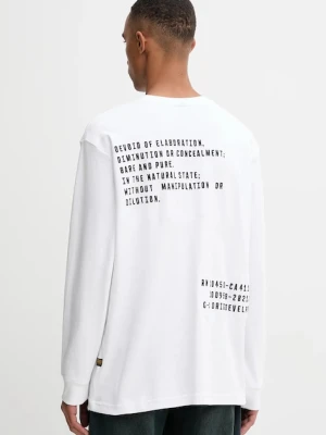 G-Star longsleeve bawełniany kolor biały z nadrukiem D26835.D976