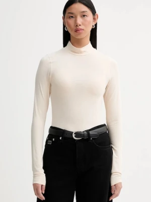 G-Star longsleeve Mock slim kolor beżowy z półgolfem D27968-E299