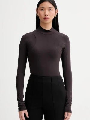 G-Star longsleeve kolor brązowy z półgolfem D27965-E299