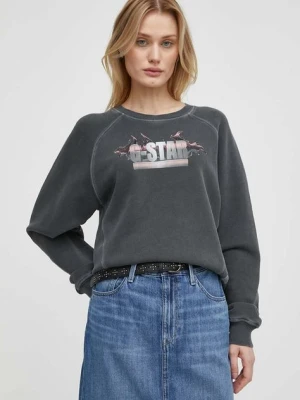 G-Star Raw bluza bawełniana damska kolor szary z nadrukiem