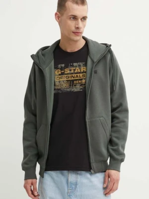 G-Star Raw bluza męska kolor zielony z kapturem gładka