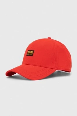 G-Star Raw czapka bawełniana kolor czerwony gładka