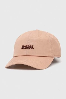 G-Star Raw czapka z daszkiem bawełniana kolor beżowy z aplikacją