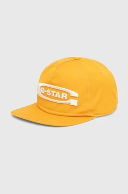 G-Star Raw czapka z daszkiem bawełniana kolor żółty z aplikacją