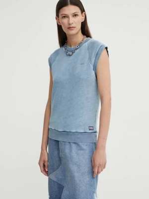 G-Star Raw kamizelka bawełniana kolor niebieski gładka D24581-D583