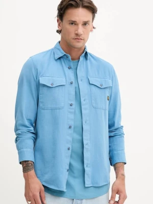 G-Star Raw koszula bawełniana męska kolor niebieski regular z kołnierzykiem klasycznym