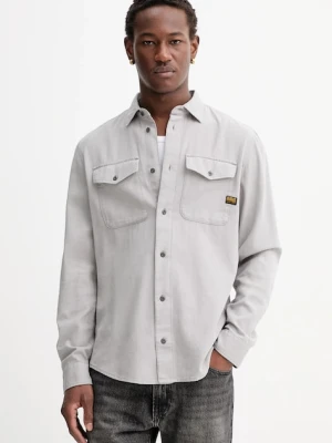 G-Star Raw koszula bawełniana męska kolor szary regular z kołnierzykiem klasycznym