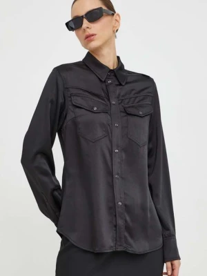 G-Star Raw koszula damska kolor czarny slim z kołnierzykiem klasycznym