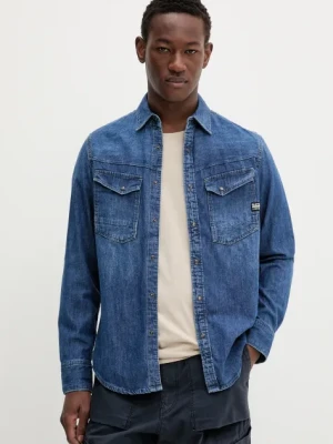 G-Star Raw koszula jeansowa męska kolor granatowy slim z kołnierzykiem klasycznym