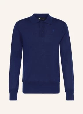 G-Star Raw Koszulka Polo Z Dzianiny Dunda Z Wełny Merino blau