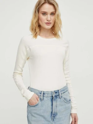 G-Star Raw longsleeve bawełniany kolor beżowy