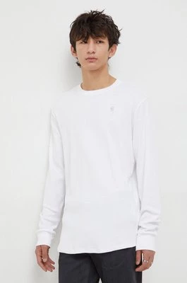 G-Star Raw longsleeve bawełniany kolor biały gładki