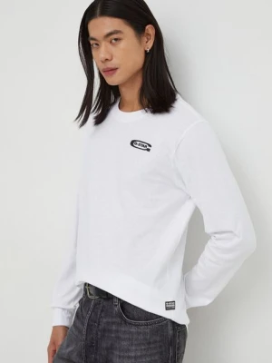 Zdjęcie produktu G-Star Raw longsleeve bawełniany kolor biały z aplikacją