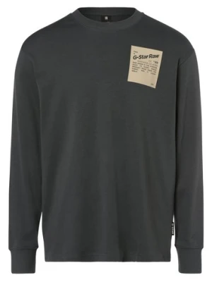 G-Star RAW Męska koszulka z długim rękawem Mężczyźni Bawełna szary nadruk,