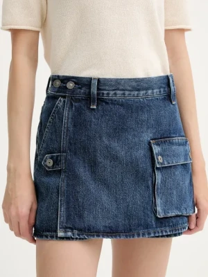 G-Star spódnicospodnie jeansowe damskie kolor granatowy gładkie high waist D26173-D788
