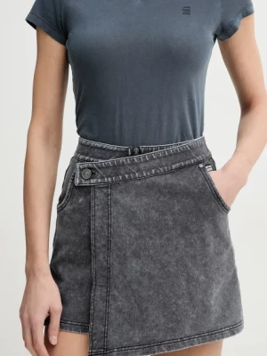 G-Star spódnicospodnie jeansowe damskie kolor szary gładkie high waist D26107-D966