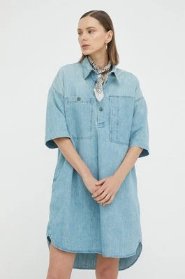 G-Star Raw sukienka jeansowa kolor niebieski mini oversize