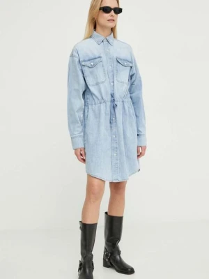G-Star Raw sukienka jeansowa kolor niebieski mini prosta