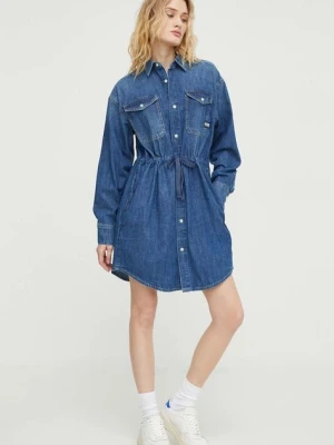 G-Star Raw sukienka jeansowa kolor niebieski mini prosta