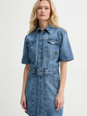 G-Star Raw sukienka jeansowa kolor niebieski mini prosta D26179-D301