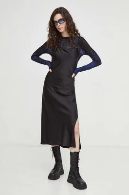 G-Star Raw sukienka kolor czarny midi dopasowana