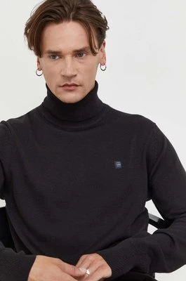 G-Star Raw sweter wełniany męski kolor czarny lekki z golferm