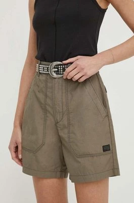 G-Star Raw szorty bawełniane kolor brązowy gładkie high waist