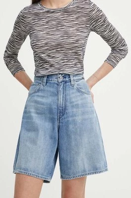 G-Star Raw szorty jeansowe damskie kolor niebieski gładkie high waist