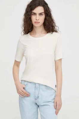 G-Star Raw t-shirt bawełniany damski kolor beżowy