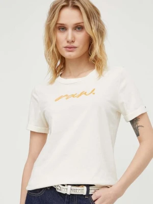 G-Star Raw t-shirt bawełniany damski kolor beżowy