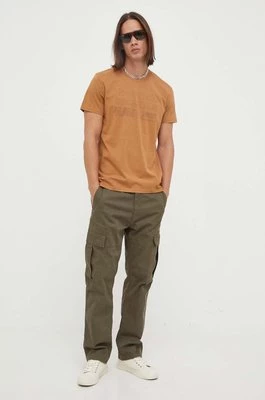 G-Star Raw t-shirt bawełniany kolor brązowy z nadrukiem