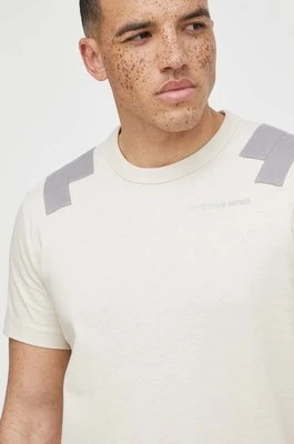 G-Star Raw t-shirt bawełniany męski kolor beżowy gładki