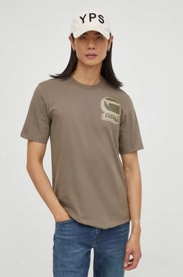 G-Star Raw t-shirt bawełniany męski kolor beżowy z nadrukiem